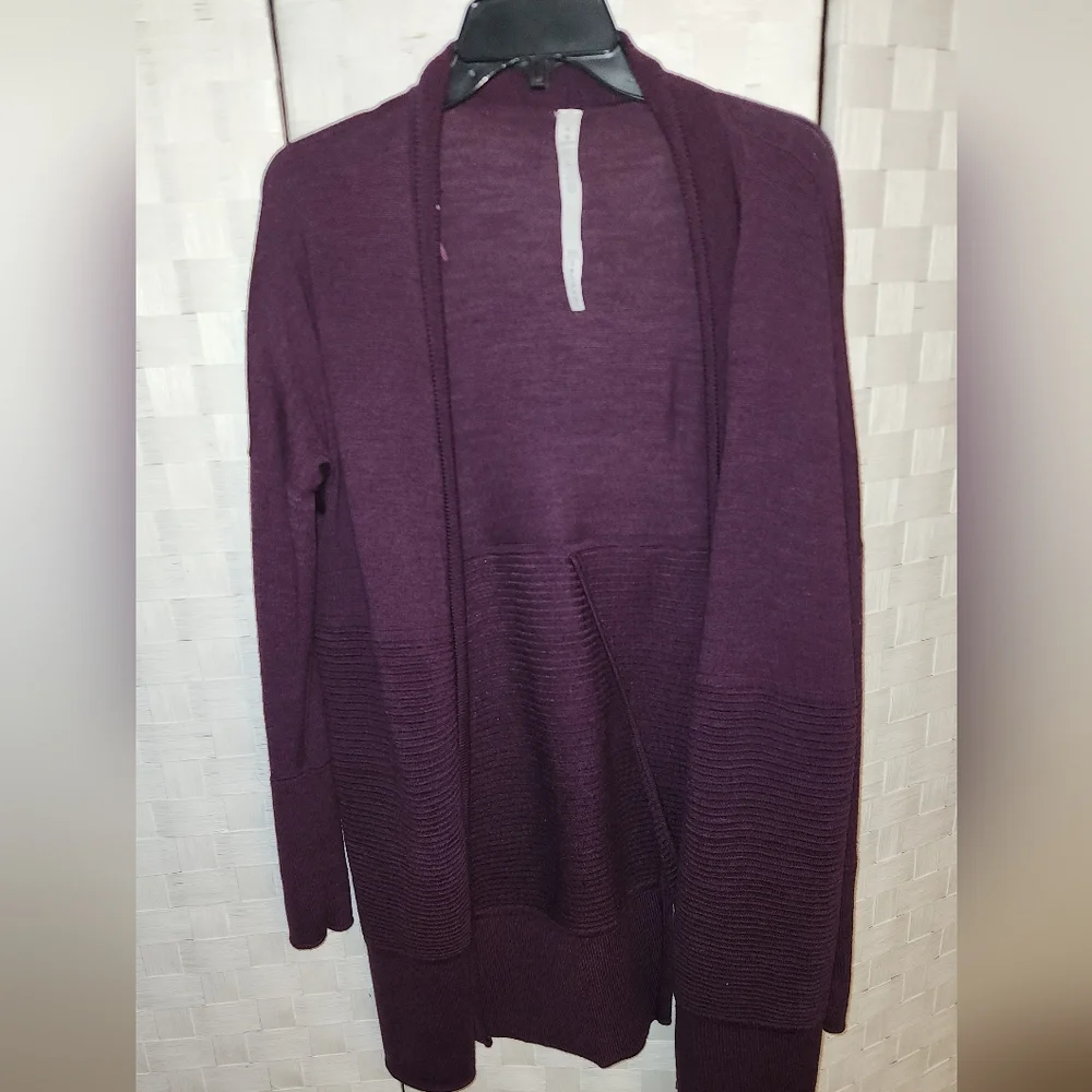 Lululemon Burgundy Open Front Cardigan Sz 8 - Picture 4 of 5